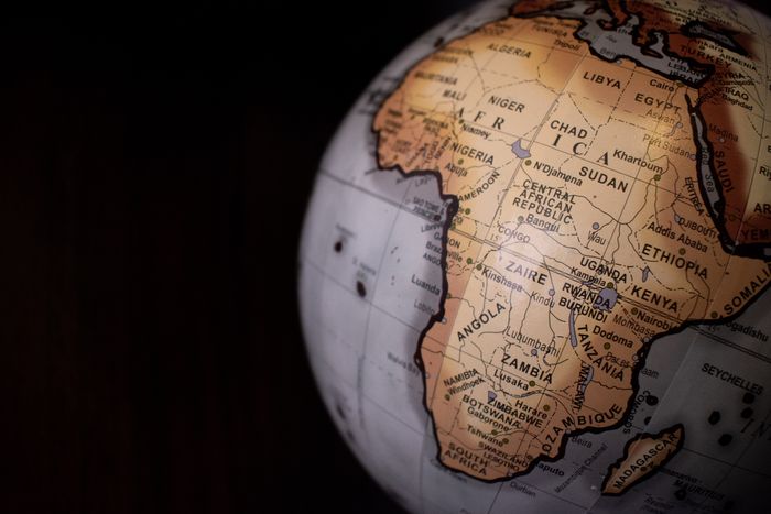 Globe showing Africa